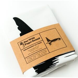 Chainsaw the Orca Whale Hand Printed Organic Cotton Kitchen Tea Towel